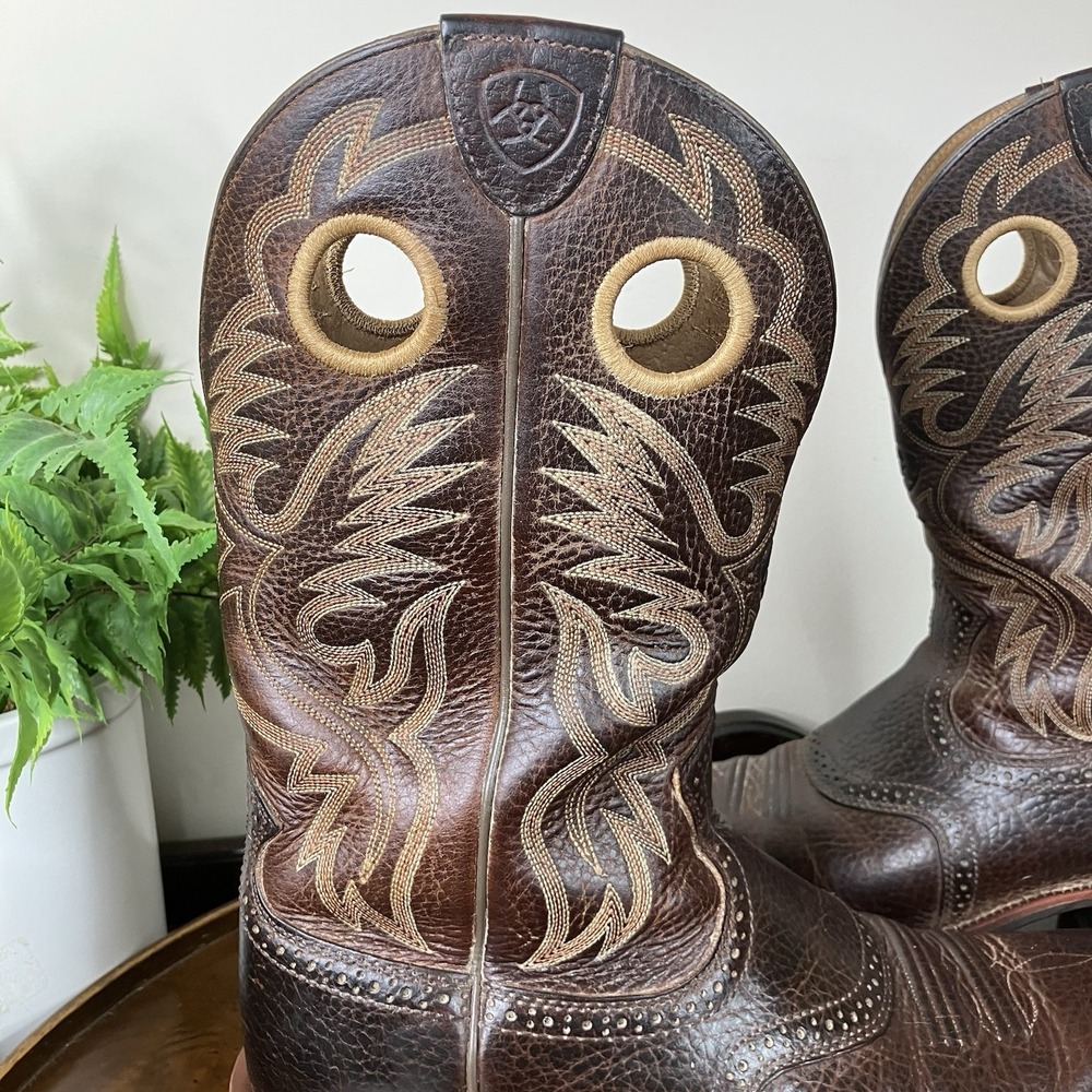 Ariat Heritage Roughstock Boots Western Cowboy Mens 8.5 D Brown Leather - Picture 2 of 11